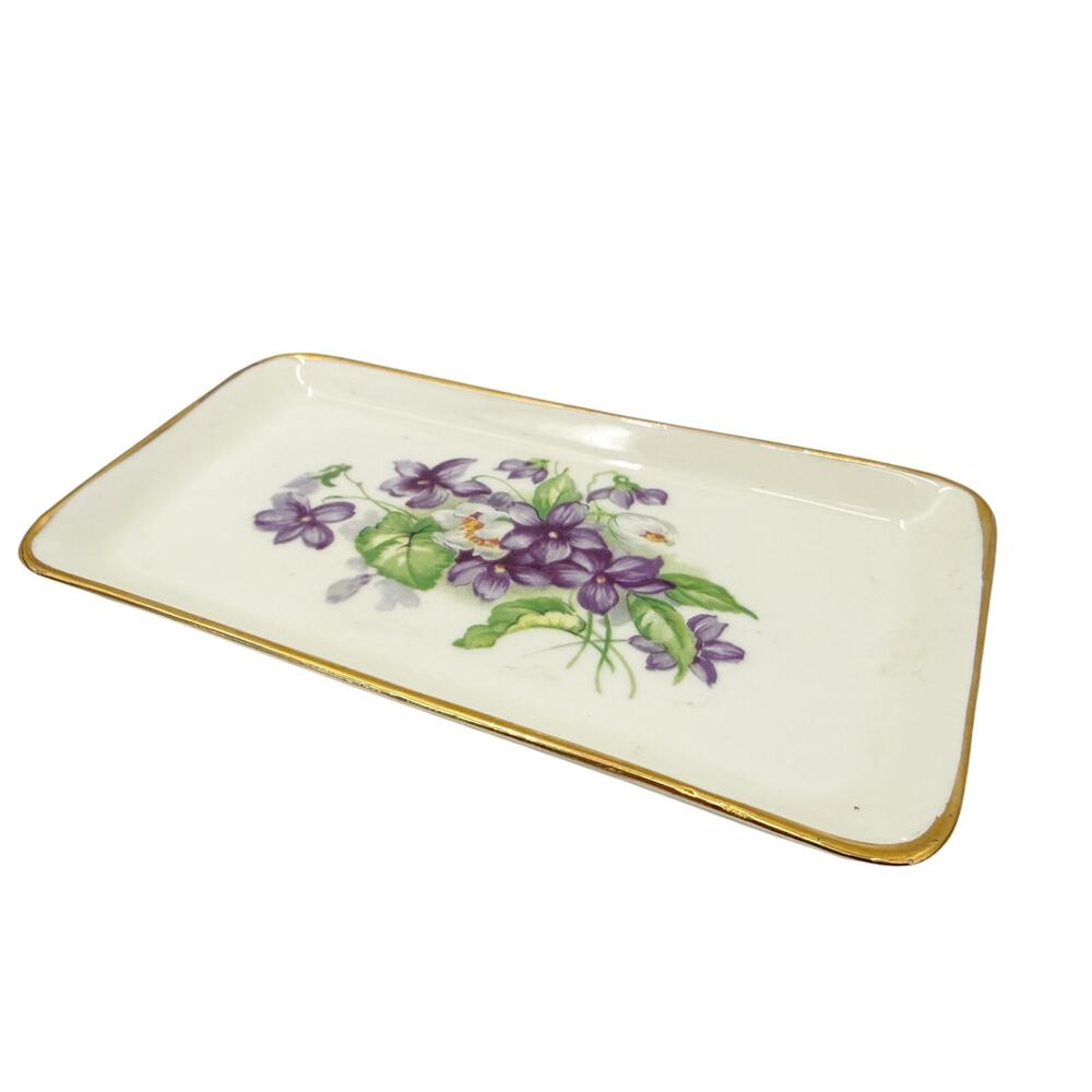 vintage Devon Violets purple flowers Tray for mini creamer Sutherland England